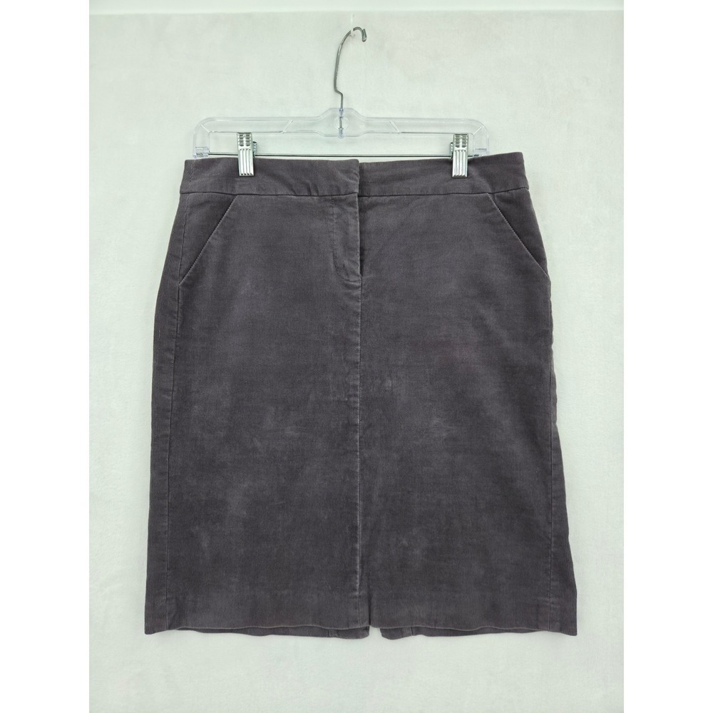 J.Crew Women Gray Corduroy Stretch Pencil Skirt Size 6 Knee Length Back Vent